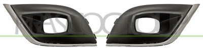 SET REJILLA PARACHOQUES NEGRO GRANULADO CON AGUJEROS ANTINIEBLA-CON MOLDURAS CROMADA (DERECHA+IZQUIERDA)