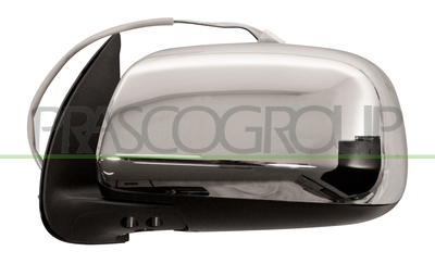 ESPEJO IZQUIERDO-ELECTRICO-NEGRO-CONVEXO/CROMADO-CON CARCASA CROMADA